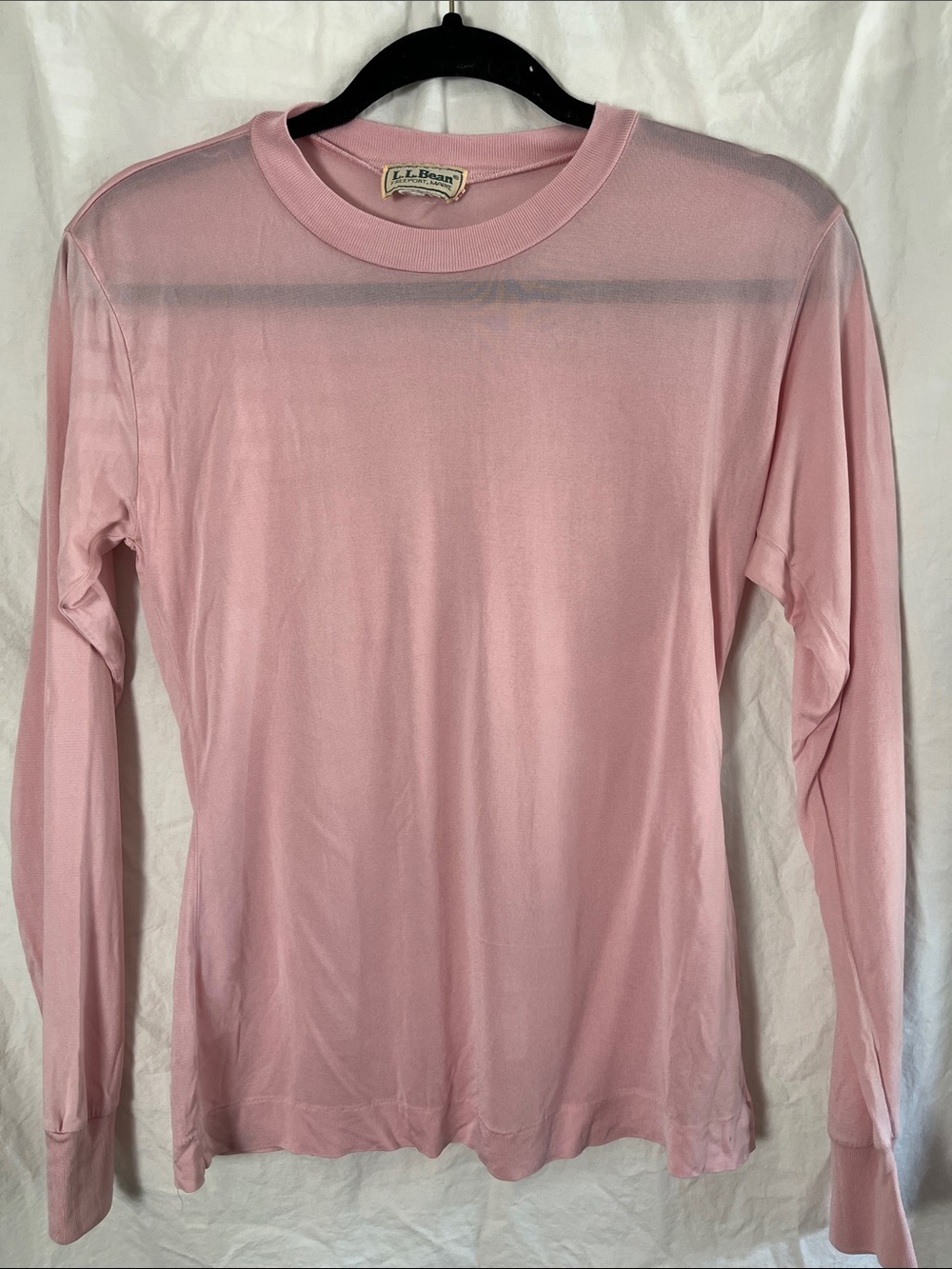 L.L. Bean Vintage Silk Light Pink Long-Sleeve Undershirt Size Medium